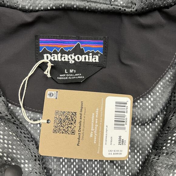 Patagonia Jacket Mens Large Black Utility AKT Hooded Water Resistant Outdoor - Picture 2 of 11